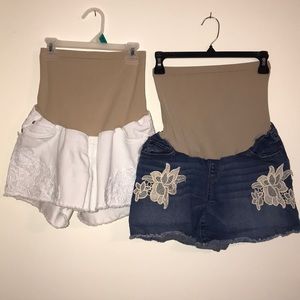 2 pairs Medium Indigo Blue Motherhood shorts